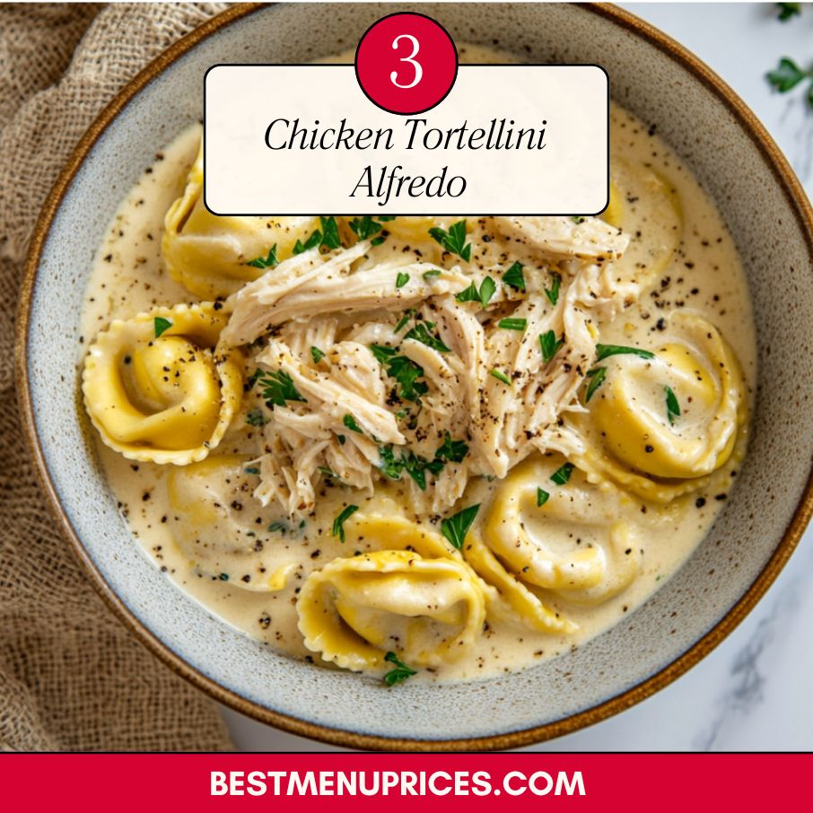 Creamy chicken tortellini alfredo pasta with parmesan sauce