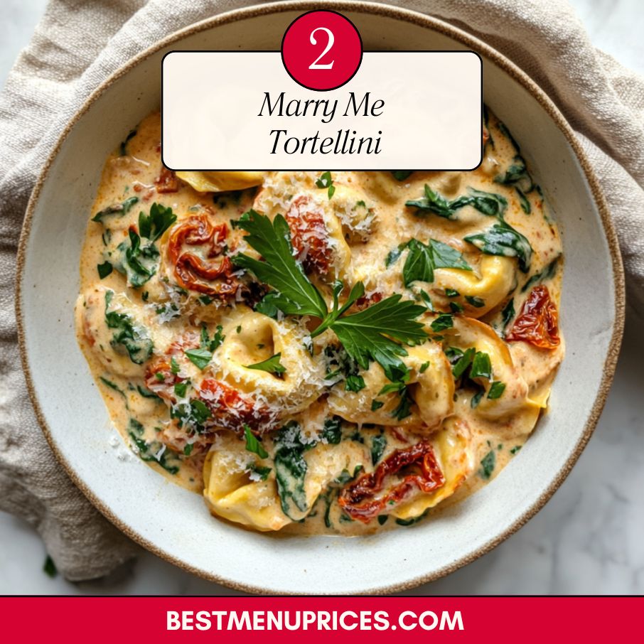 Creamy marry me tortellini with sun-dried tomatoes and spinach